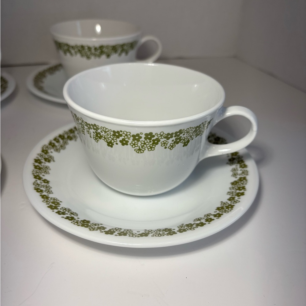 Corelle Spring Blossom Flat Cups Saucers Set Of 4 Crazy Daisy By Corning USA - Picture 6 of 14